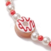 Lampwork Enamel Donut & Glass Beaded Stretch Bracelet BJEW-JB10132-4