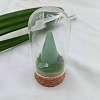 Natural Green Aventurine Cone Display Decoration with Glass Dome Cloche Cover PW-WGA23BB-08-1