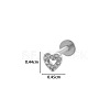 Heart 316L Surgical Stainless Steel Clear Cubic Zirconia 17 Gauge Internally Threaded Labrets WGBD99E-08-1