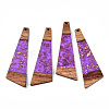 Transparent Resin & Walnut Wood Big Pendants RESI-TAC0017-51-B01-3