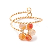 Flower Natural Carnelian Adjustable Rings RJEW-TA00126-01-1