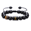 Adjustable Natural Tiger Eye and Glass Beaded Braided Bead Bracelets for Men Women FS-WGD7D76-19-1