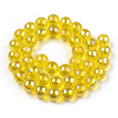 Electroplate Transparent Glass Beads Strands GLAA-T032-T10mm-AB11-1
