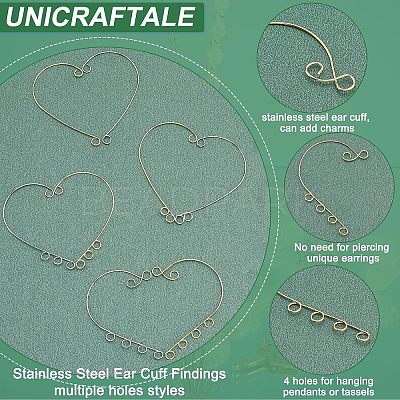 48Pcs 8 Style 316 Stainless Steel Ear Cuff Findings STAS-UN0038-18-1