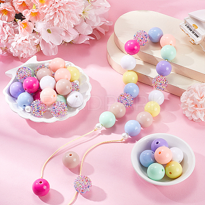 Round Resin Rhinestone & Acrylic Beads DIY-SC0026-80B-1