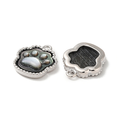 Natural Black Lip Shell Paw print Charms BSHE-Z003-10B-P-1