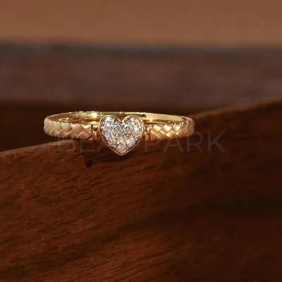 Heart 925 Sterling Silver Micro Pave Clear Cubic Zirconia Finger Rings FS-WGC3F33-04-1