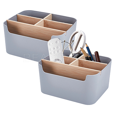 Plastic Drawer Organizer Boxes with Wooden Dividers AJEW-WH0696-363-1