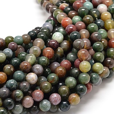 Natural Indian Agate Bead Strands G-P075-40-8mm-1