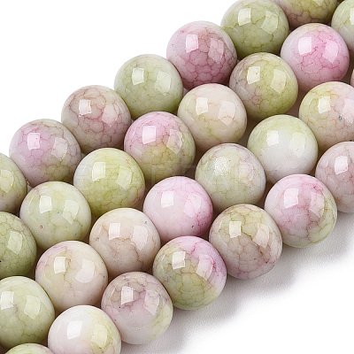 Ombre Effect Dyed Crackle Glass Round Beads Strands X1-GLAA-T031-01H-1