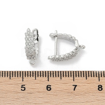 Brass with Cubic Zirconia Stud Earring Findings KK-Q051-02P-1