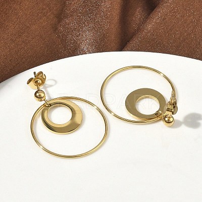 Ion Plating(IP) 304 Stainless Steel Dangle Stud Earrings EJEW-D350-02G-1