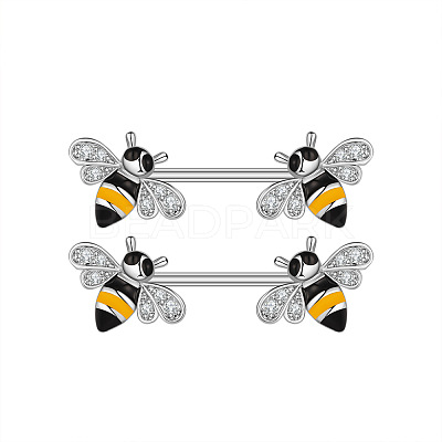 304 Stainless Steel Cubic Zirconia Nipple Rings WG0A897-03-1