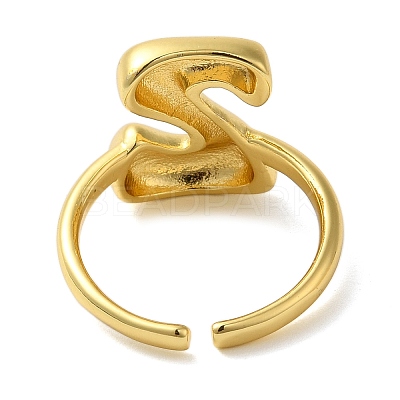 Initials Brass Open Cuff Ring for Women RJEW-N046-02Z-G-1