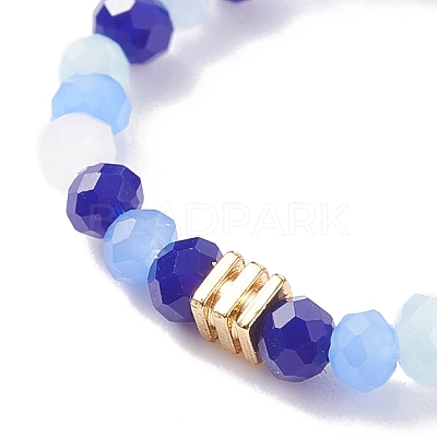 Glass Beaded Stretch Finger Ring with Cube for Women RJEW-JR00431-1