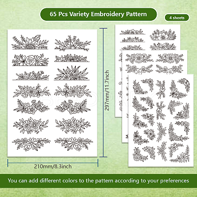 4 Sheets 11.6x8.2 Inch Stick and Stitch Embroidery Patterns DIY-WH0455-040-1