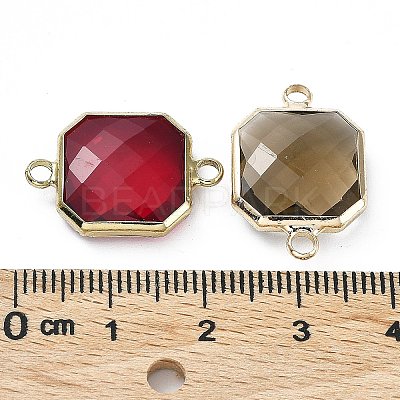 Brass Pave K9 Glass Connector Charms GGLA-Z001-07-1