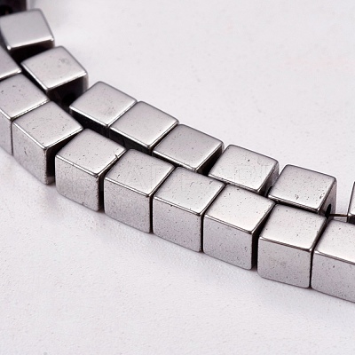 Electroplate Non-magnetic Synthetic Hematite Beads Strands X-G-J170A-4x4mm-01-1
