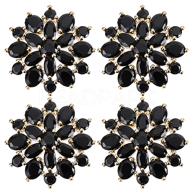 4Pcs Brass Micro Pave Cubic Zirconia Buttons DIY-FG0007-82E-1