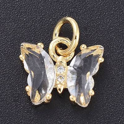 Brass Micro Pave Clear Cubic Zirconia Pendant ZIRC-P079-B01-17-1