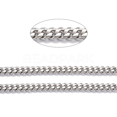 Tarnish Resistant 304 Stainless Steel Cuban Link Chain STAS-B019-02B-P-1