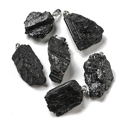 Natural Black Tourmaline Pendants G-F739-01P-1