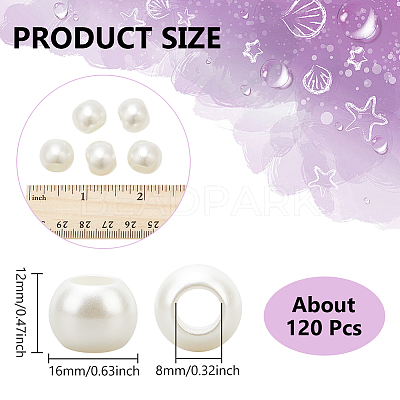 ABS Plastic Imitation Pearl European Beads SACR-NB0001-18B-1