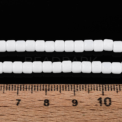 Opaque Solid Color Glass Beads Strands GLAA-N065-4x4mm-C01-1