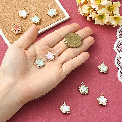 10Pcs Alloy Glass Pendants FIND-YW0010-02-1
