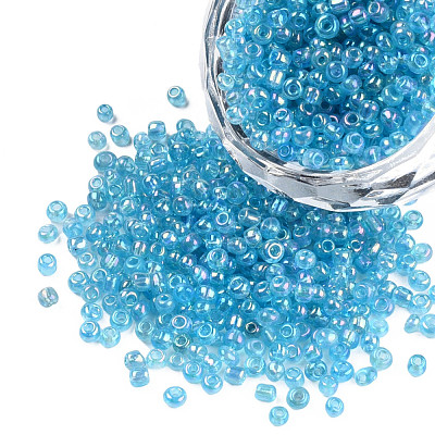 Round Transparent Colors Rainbow Glass Seed Beads X-SEED-A007-2mm-163-1