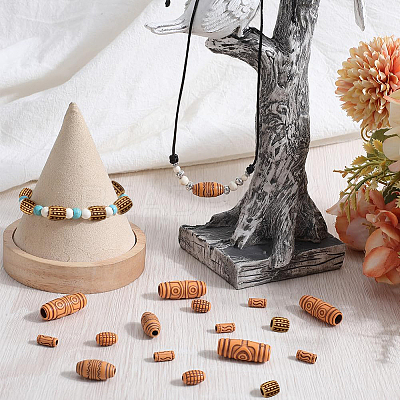 150Pcs 5 Styles Imitation Wood Acrylic Beads SACR-SC0001-38B-1