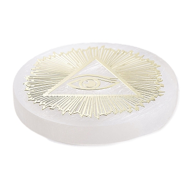 Flat Round Natural Selenite Slice Coasters DJEW-C015-02E-1