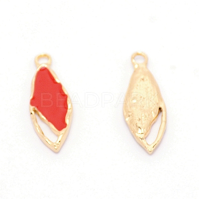 Light Gold Plated Alloy Enamel Pendants ENAM-WH0051-01D-1