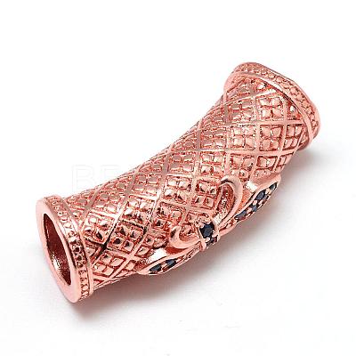 Rack Plating Brass Micro Pave Cubic Zirconia European Beads ZIRC-S052-002RG-1
