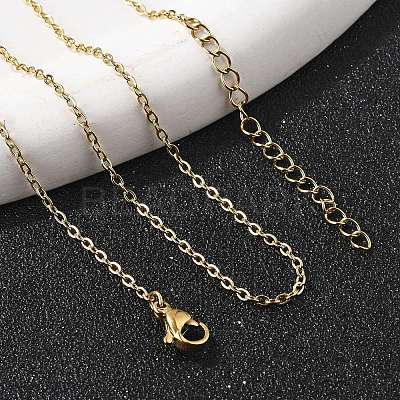 PVD Vacuum Plating 304 Stainless Steel Cable Chain Necklace STAS-T040-PJ205-40-1