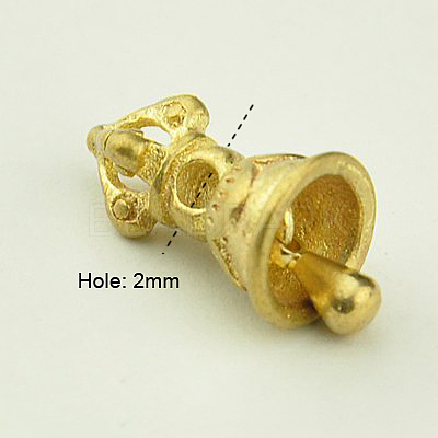 Brass Buddhist Bell Beads KK-K057-G-1