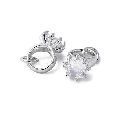 Brass Micro Pave Cubic Zirconia Charms KK-C089-02P-1