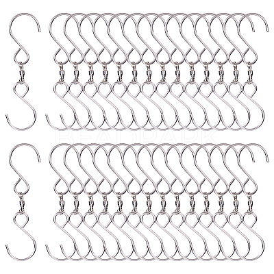 30Pcs Stainless Steel Spinning S Shaped Hooks AJEW-SP0001-43-1