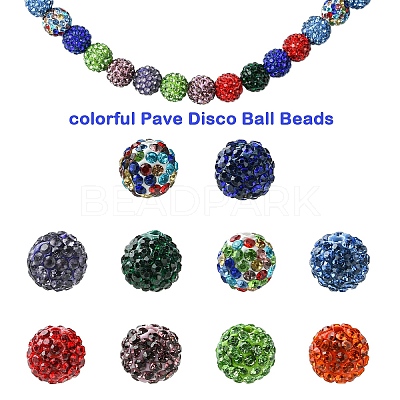 30Pcs Pave Disco Ball Beads RB-YW0001-14L-1