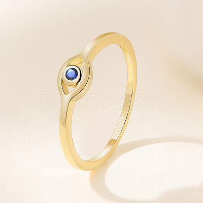 Evil Eye 925 Sterling Silver Micro Pave Cubic Zirconia Finger Rings for Women FS-WG42376-05-1