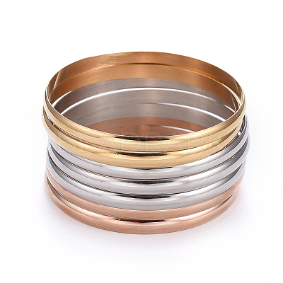 Fashion 201 Stainless Steel Bangle Sets BJEW-L664-024C-M-1-1