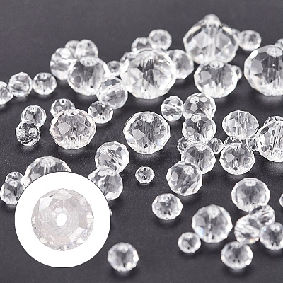 710Pcs Transparent Faceted Rondelle Glass Beads DIY-YW0003-11-1