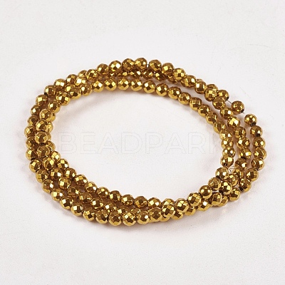Electroplate Non-magnetic Synthetic Hematite Beads Strands X-G-J169B-3mm-04-1