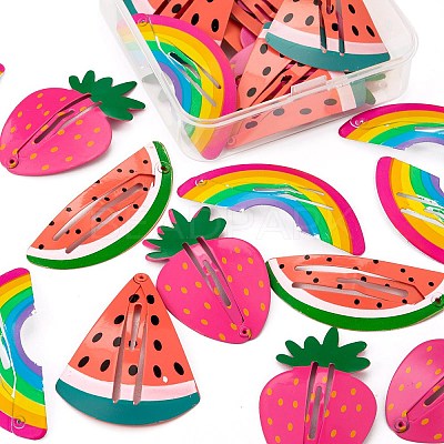 24Pcs 4 Style Baking Paint Iron Snap Hair Clips PHAR-LS0001-03-1