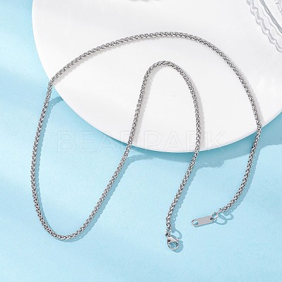 2.5MM 304 Stainless Steel Wheat Chain Necklaces NJEW-JN05718-1