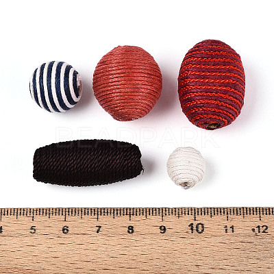 Handmade Waxed Cord Covered Beads M-CR001Y-1