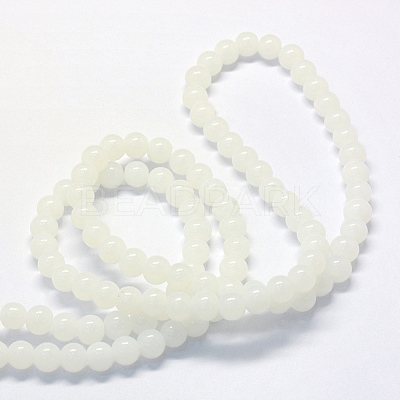 Baking Paint Imitation Jade Glass Round Bead Strands X-DGLA-Q021-10mm-01-1