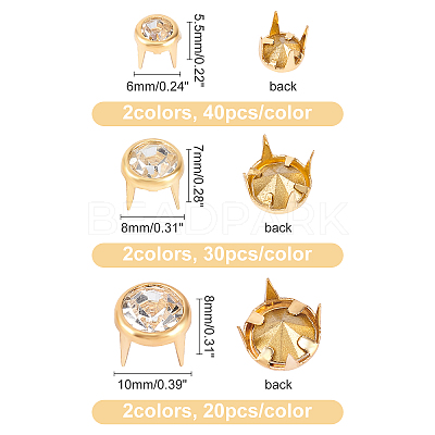 Brass Glass Rhinestone Spikes FIND-WR0003-65-1