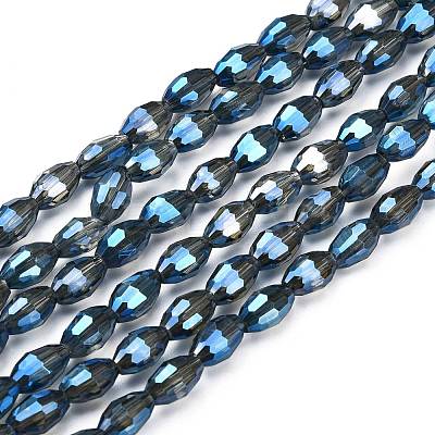 Electroplate Glass Beads Strands EGLA-J013-4X6mm-F34-1