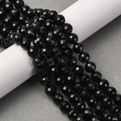Natural Black Tourmaline Beads Strands G-S345-8mm-002-1